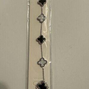 Source Unknown Black and White Clover Bracelet